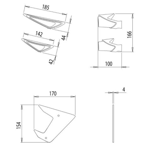 Boczne spoilery dociskowe do Yamaha MT-07 21-23 Boczne spoilery dociskowe do Yamaha MT-07 21-23
