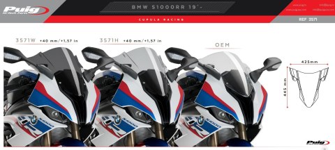 Szyba sportowa PUIG do BMW S1000RR/ M1000RR 19-23 Szyba sportowa PUIG do BMW S1000RR/ M1000RR 19-23