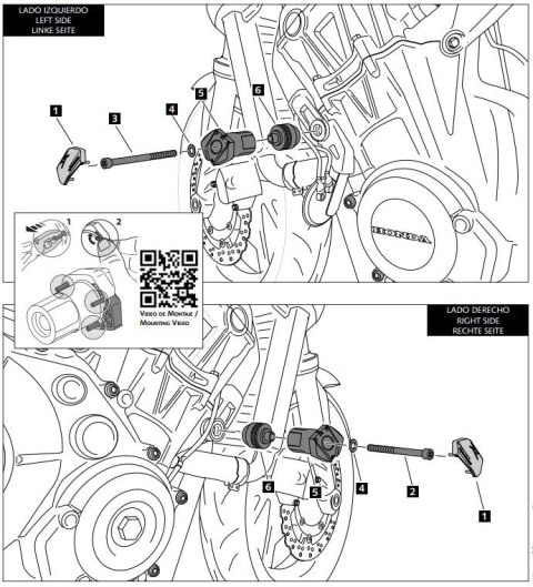 Crash pady PUIG do Honda CB650F 17-18 / CB650R 19-23 Crash pady PUIG do Honda CB650F 17-18 / CB650R 19-23