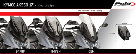 Szyba PUIG V-Tech do Kymco AK550 17-23 (Sport) Szyba PUIG V-Tech do Kymco AK550 17-23 (Sport)