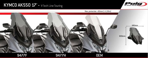 Szyba PUIG V-Tech do Kymco AK550 17-23 (Touring) Szyba PUIG V-Tech do Kymco AK550 17-23 (Touring)
