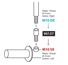 90137 Adapter do lusterka gwint prawy Ø 10 mm na lewy Ø 10 mm