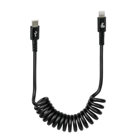 38706 Kabel sprężynowy Usb C> Apple 8 Pin - 100 cm - czarny