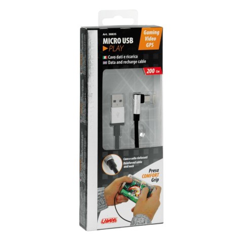 38835 Przewód 90 ° Usb> Micro USB - 200 cm - Czarny 38835 Przewód 90 ° Usb> Micro USB - 200 cm - Czarny