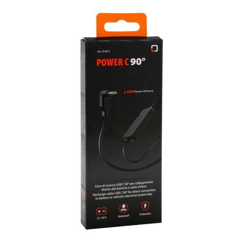 91815 Power C 90° - Kabel do ładowania USB C, bezpośrednie podłączenie akumulatora - 12/24V