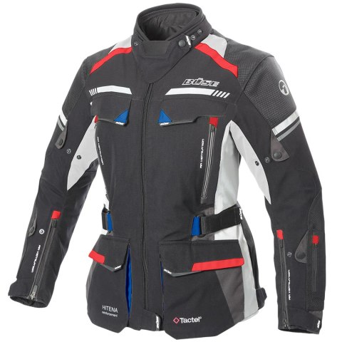 Kurtka motocyklowa damska Highland II czarno/biało/czerwona Kurtka motocyklowa damska Highland II czarno/biało/czerwona