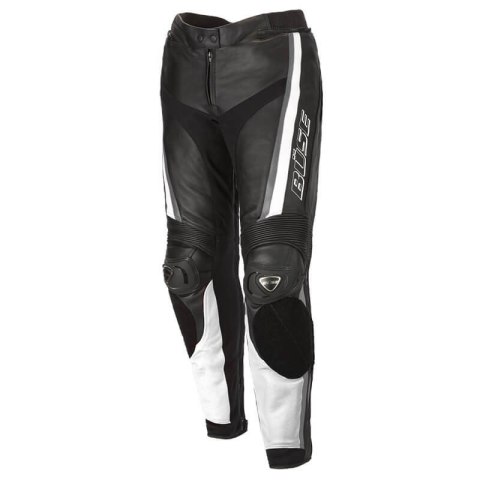 Spodnie motocyklowe skórzane damskie BUSE Mille czarno-białe 102020 Spodnie motocyklowe skórzane damskie BUSE Mille czarno-białe 102020