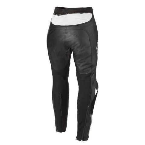 Spodnie motocyklowe skórzane damskie BUSE Mille czarno-białe 102020 Spodnie motocyklowe skórzane damskie BUSE Mille czarno-białe 102020
