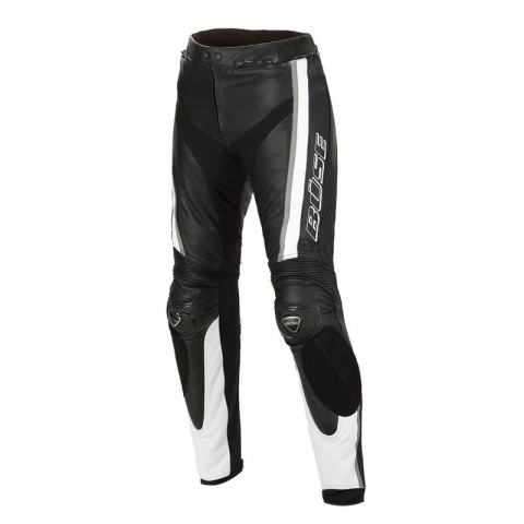 Spodnie motocyklowe skórzane męski BUSE Mille czarno-białe 102020 Spodnie motocyklowe skórzane męski BUSE Mille czarno-białe 102020