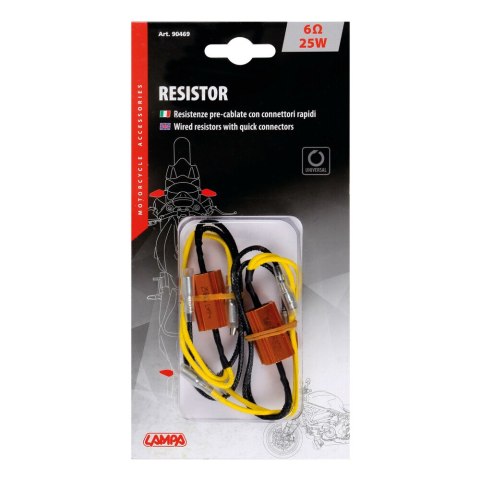 90469 Przewodowe oporniki z szybkozłączami, 2szt., 12V - 6 OHM - 25W 90469 Przewodowe oporniki z szybkozłączami, 2szt., 12V - 6 OHM - 25W
