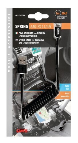 38700 Kabel sprężynowy Usb> Micro Usb - 100 cm - czarny 38700 Kabel sprężynowy Usb> Micro Usb - 100 cm - czarny