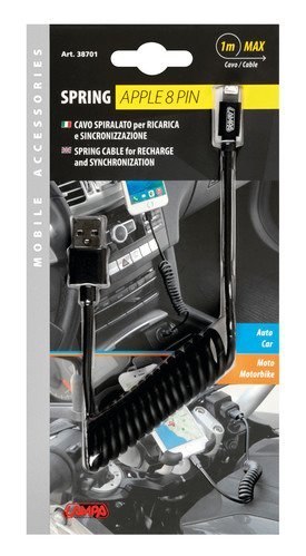 38701 Kabel sprężynowy Usb> Apple 8 Pin - 100 cm - czarny 38701 Kabel sprężynowy Usb> Apple 8 Pin - 100 cm - czarny