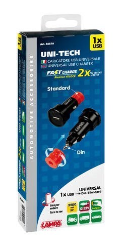 38879 Uni-Tech, uniwersalna ładowarka z 1 portem USB - szybkie ładowanie - 2400 mA - 12/32 V 38879 Uni-Tech, uniwersalna ładowarka z 1 portem USB - szybkie ładowanie - 2400 mA - 12/32 V
