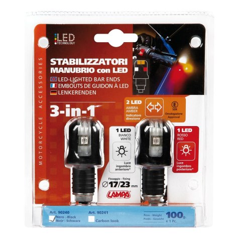 90240 Świecące ciężarki kierownicy kierunkowskazy 12V czarne,17/23 mm 90240 Świecące ciężarki kierownicy kierunkowskazy 12V czarne,17/23 mm