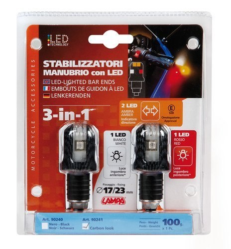 90241 Świecące ciężarki kierownicy kierunkowskazy 12V carbon, 17/23 mm 90241 Świecące ciężarki kierownicy kierunkowskazy 12V carbon, 17/23 mm