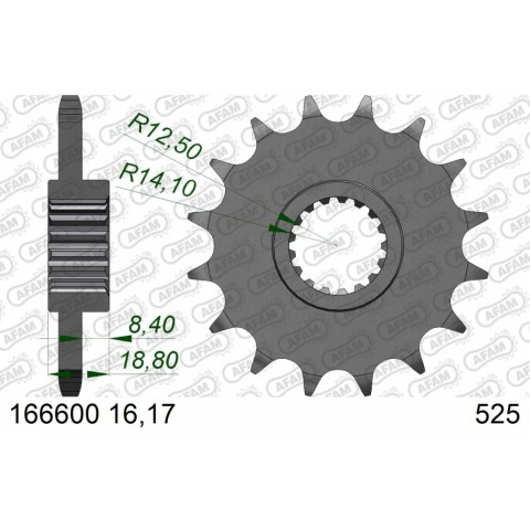 AFAM ZĘBATKA PRZÓD 166600NR-17 #525 TŁUMIK DRGAŃ 17 Z