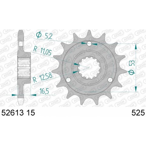 AFAM ZĘBATKA PRZÓD 52613-15 #525 15 Z