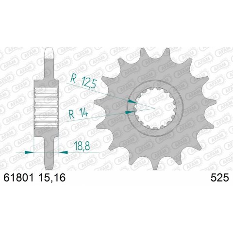 AFAM ZĘBATKA PRZÓD 61801-15 #525 15 Z