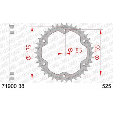 AFAM ZĘBATKA STALOWA TYŁ 71900 #525 38 Z