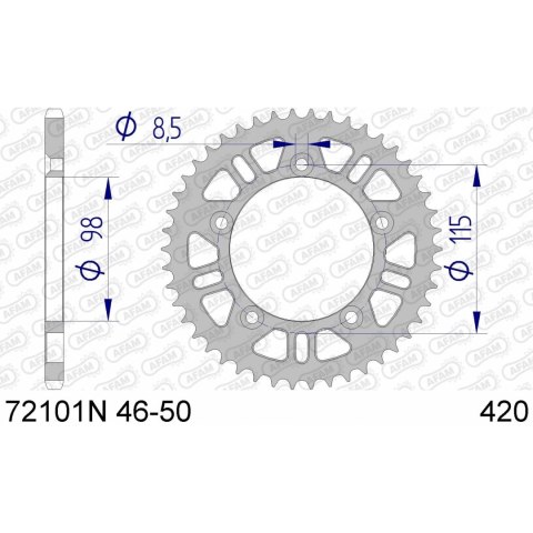 AFAM ZĘBATKA TYŁ ALU 72101N-48 #420 48 Z