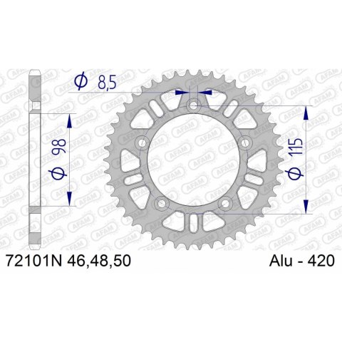 AFAM ZĘBATKA TYŁ ALU 72101N-50 #420 50 Z