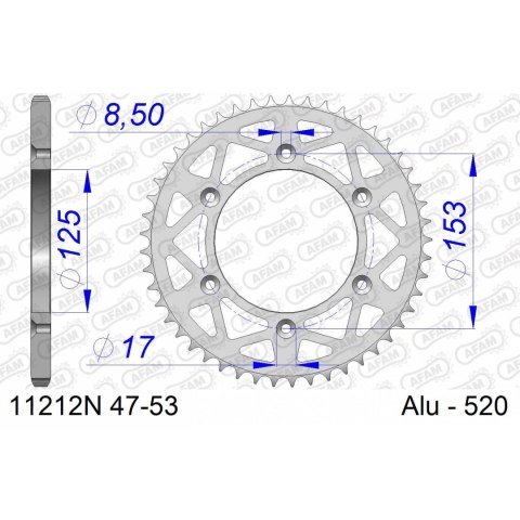 AFAM ZĘBATKA TYŁ ALUMINIOWA 11212N-48 #520 48 ZĘBY