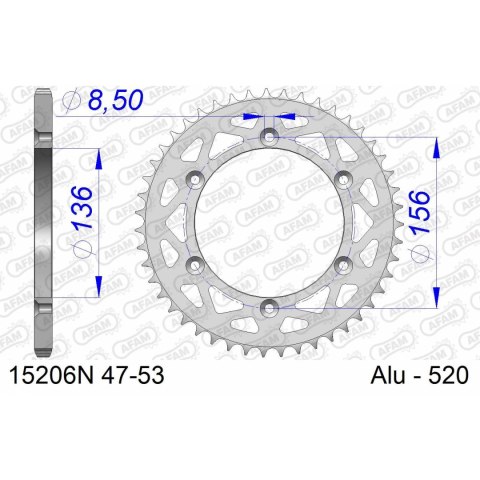 AFAM ZĘBATKA TYŁ ALUMINIUM 15206N-52 #520 52 ZĘBY AFAM ZĘBATKA TYŁ ALUMINIUM 15206N-52 #520 52 ZĘBY