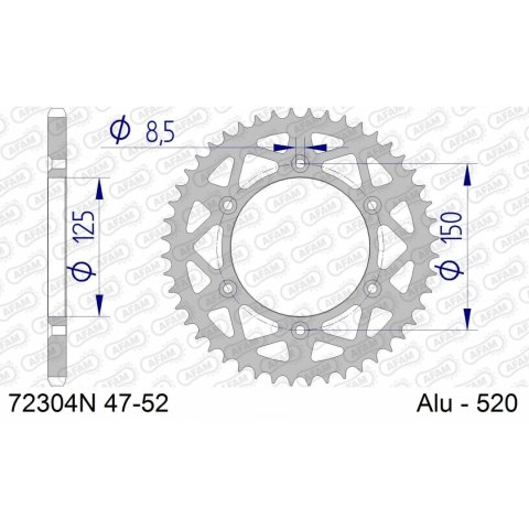 AFAM ZĘBATKA TYŁ ALUMINIUM 72304N-51 #520 51 Z