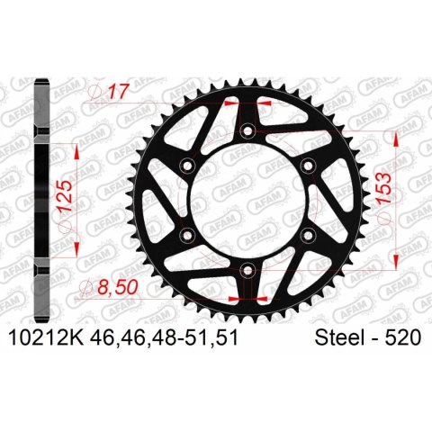 AFAM ZĘBATKA TYŁ STALOWA 10212K-50 #520 50 Z