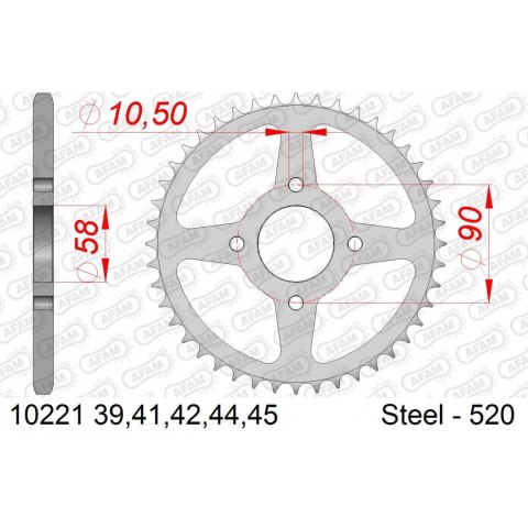 AFAM ZĘBATKA TYŁ STALOWA 10221-44 #520 44 ZĘBY