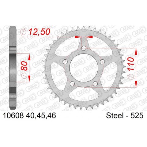 AFAM ZĘBATKA TYŁ STALOWA 10608-46 #525 46 Z
