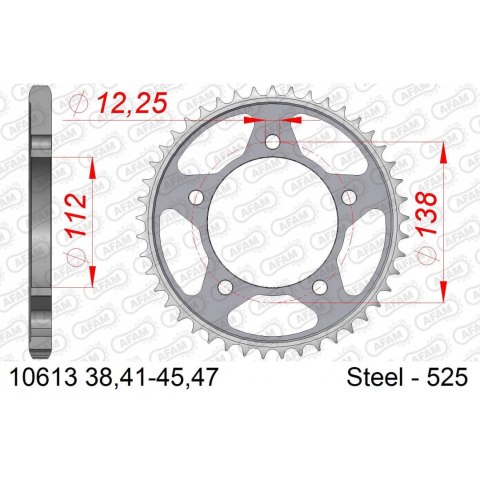 AFAM ZĘBATKA TYŁ STALOWA 10613-41 #525 41 Z