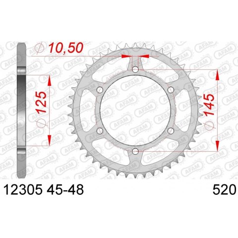 AFAM ZĘBATKA TYŁ STALOWA 12305-48 #520 48 Z