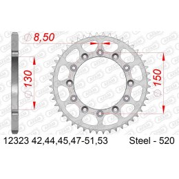 AFAM ZĘBATKA TYŁ STALOWA 12323K-51 BLACK #520 51 ZĘBY