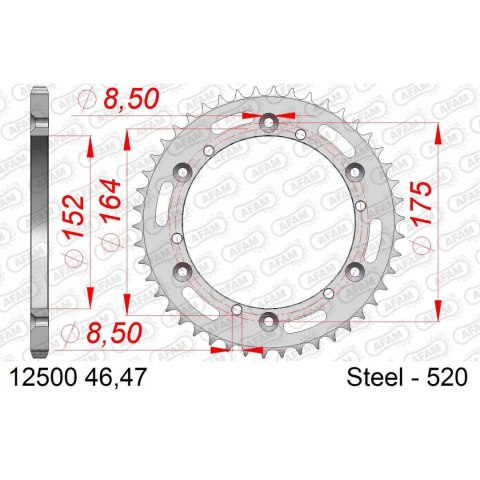 AFAM ZĘBATKA TYŁ STALOWA 12500-47 #520 47 Z
