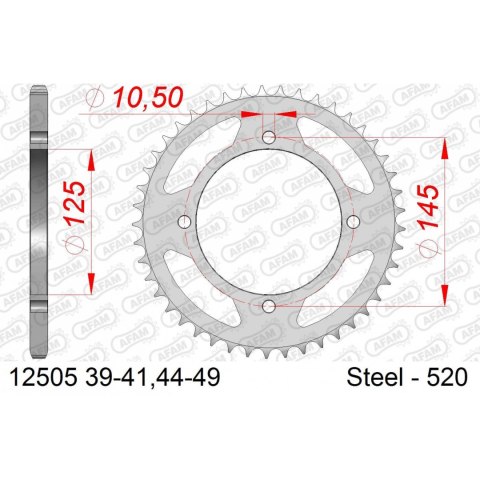 AFAM ZĘBATKA TYŁ STALOWA 12505-47 #520 47 ZĘBY