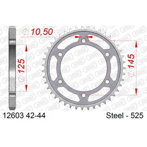 AFAM ZĘBATKA TYŁ STALOWA 12603-44 #525 44 ZĘBY