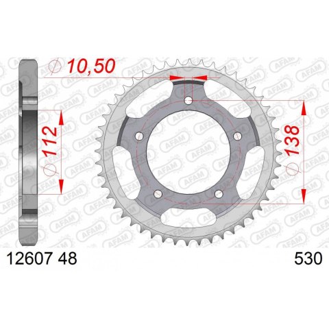 AFAM ZĘBATKA TYŁ STALOWA 12607-48 #530 48 Z