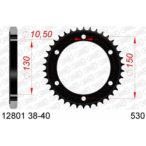 AFAM ZĘBATKA TYŁ STALOWA 12801-38 #530 38 Z