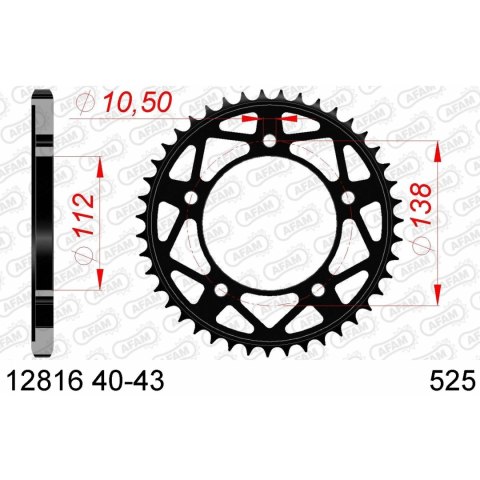 AFAM ZĘBATKA TYŁ STALOWA 12816-41 #525 41 Z