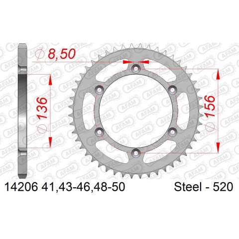 AFAM ZĘBATKA TYŁ STALOWA 14206K-50 BLACK #520 50 Z