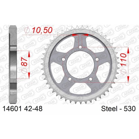 AFAM ZĘBATKA TYŁ STALOWA 14601-48 #530 48 Z