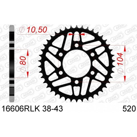 AFAM ZĘBATKA TYŁ STALOWA 16606RLK-39 #520 39 Z