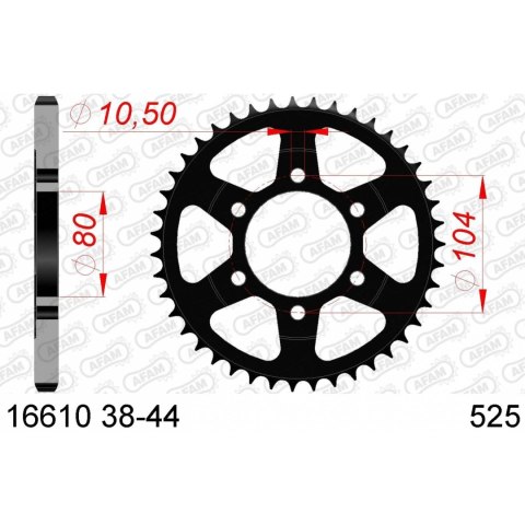 AFAM ZĘBATKA TYŁ STALOWA 16610-39 #525 39 Z