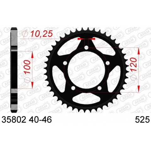 AFAM ZĘBATKA TYŁ STALOWA 35802-40 #525 40 Z