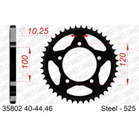AFAM ZĘBATKA TYŁ STALOWA 35802-42 #525 42 ZĘBY