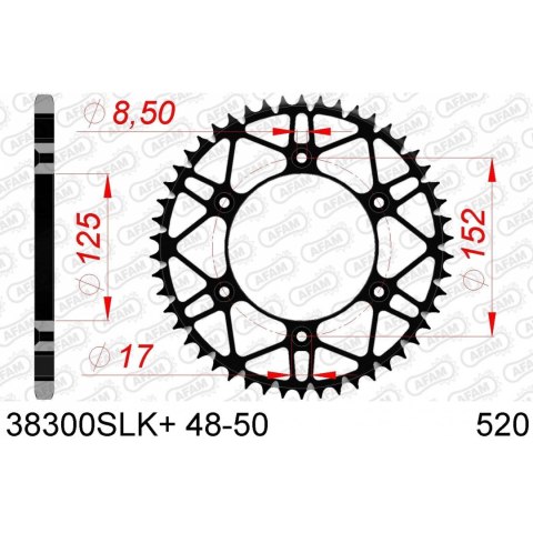 AFAM ZĘBATKA TYŁ STALOWA 38300SLK+50 #520 50 Z