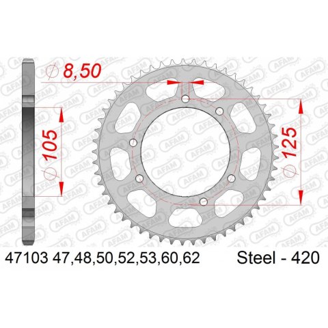 AFAM ZĘBATKA TYŁ STALOWA 47103-62 #420 62 Z