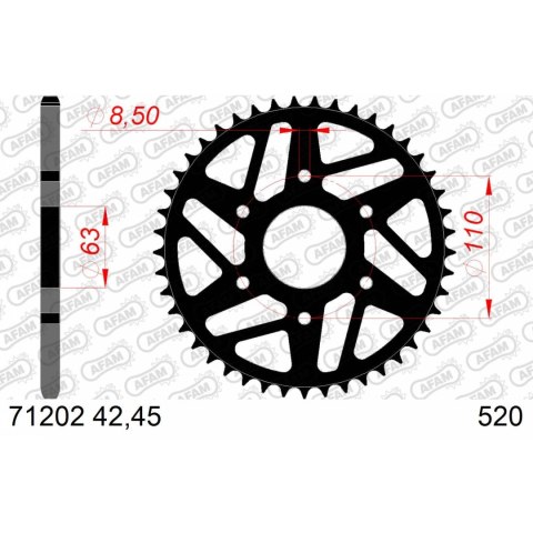 AFAM ZĘBATKA TYŁ STALOWA #520 42 ZĘBY