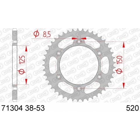 AFAM ZĘBATKA TYŁ STALOWA 71304-50 #520 50 Z